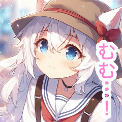 Cat Ear Girl Sticker with Hat