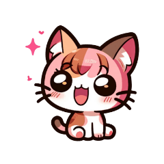 Pink calico cat LINE stickers.