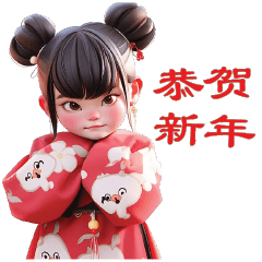 Cute girl Chinese New Year (Big sticker)
