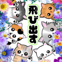 Seasonless cute kitten & Flower stickers