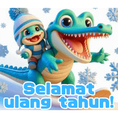Snowy Gator Playtime:Indonesian