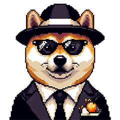 Pixel Art Mafian Shiba dog