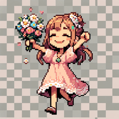 "Cute Pixel Girl Stickers"