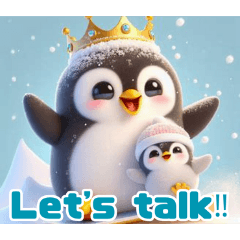 雪で遊ぶキングペンギン:英語