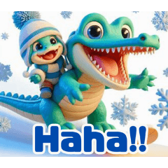 雪地遊玩鱷魚:English