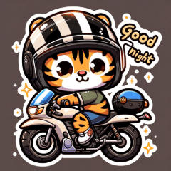Cute Tiger on Motorcycle