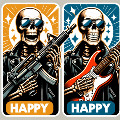 Machine Gun Skull Guitar Hero