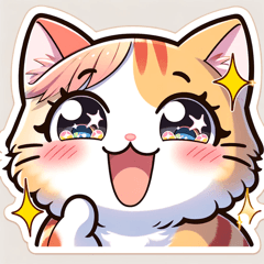 Emotional anime-style cat