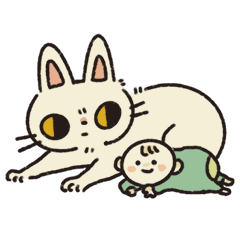 White cat illustrations parenting