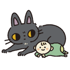 Black cat illustrations parenting