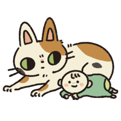 Japanese cat illustrations parenting