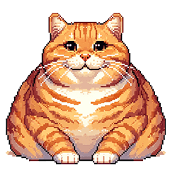 Pixel art Fat Orange tabby cat