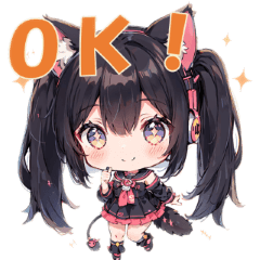 黒髪ネコミミ娘スタンプ 4