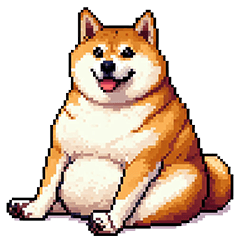 Pixel Art Fat Shiba Tired dog