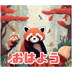 Red Panda Friends Stamp