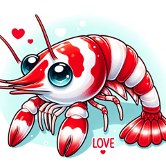 Cute Red Bee Shrimp Stickers