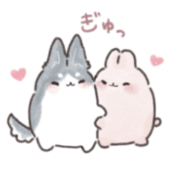 husky and rabbit couple – Stickers LINE | LINE STORE