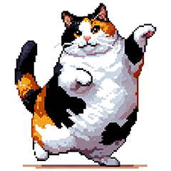 Pixel art Fat Calico Tricolor cat