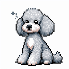 Various pixel art stamps of toy poodle