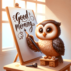 An owl writing