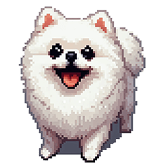 Pixel Art Pomeranian White dog