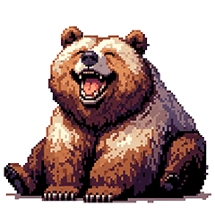 Pixel art Brown bear Animal Sticker