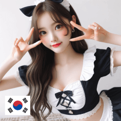 KR 20 year old maid cosplay girl