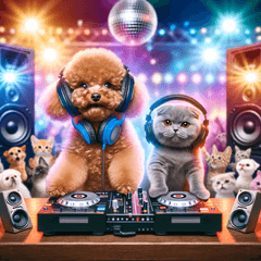 DJ貴賓犬與蘇格蘭摺耳貓音樂節