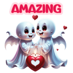 Baby ghost couple love Valentine Day en