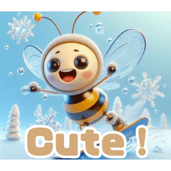 雪地裡玩耍的蜜蜂:English
