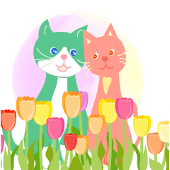 猫と花いっぱい春の日常２