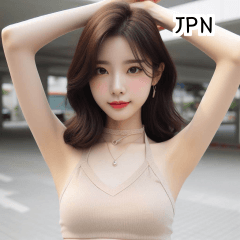 JPN 21 year old beige tank top girl