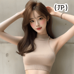 (JP) beige crop top girl