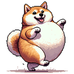 Pixel art Kanasai Fat Shiba dog