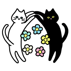 White cat Black cat Animation Sticker