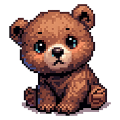 Pixel art Baby Brown bear Animal Sticker