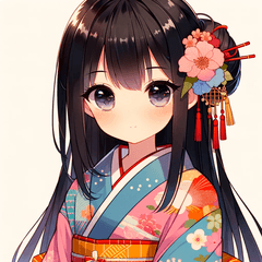 Elegant Kimono Girl Stamps