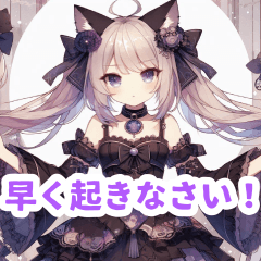 Cat ear girl stickers in gothic costume