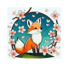 Cherry blossom and fox