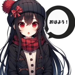 Winter Beauty: Black-Haired Anime Girl 1