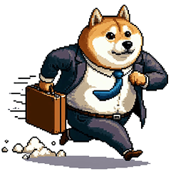 Pixel Art Working Fat Shiba Suit