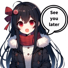 Winter Beauty: Black-Haired Anime Girl