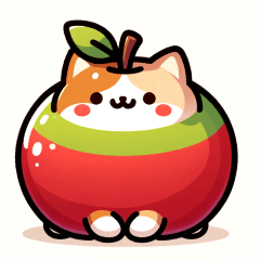 The chubby cat meets an apple
