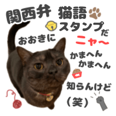 黒猫ちゃん関西弁&猫語、毎日スタンプ