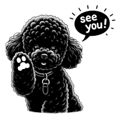 Selfish Black Toy Poodle 3 (Line Art)