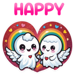 Angel baby ghost Valentine Rainbow en