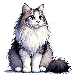 Pixel art Norwegian Forest Cat