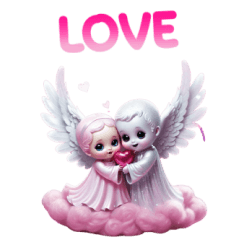Baby ghost couple love Valentine pink en