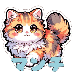 Cute stickers of long-haired munchkins