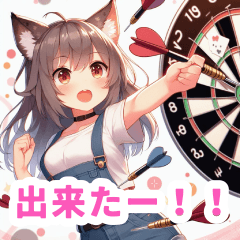 Cat ear girl sticker throwing darts